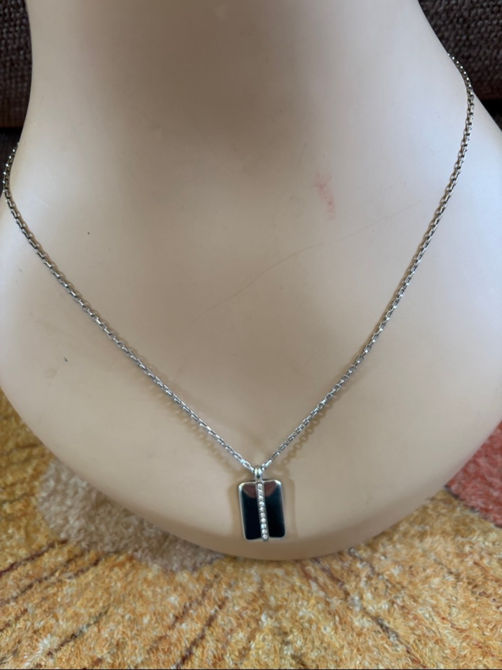 Brighton Reversible Silver Necklace with Rectangular Pendant and Crystal Accent